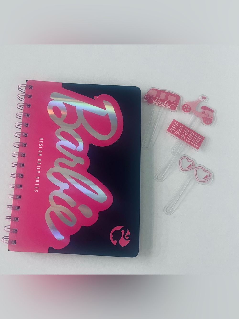 Barbie Pink and Black Holographic Logo Daily Planner/Journal